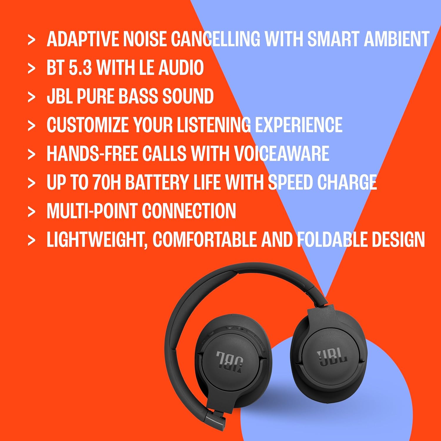  JBL TUNE 770NC - Adaptive Noise Cancelling Wireless Over-Ear Headphones